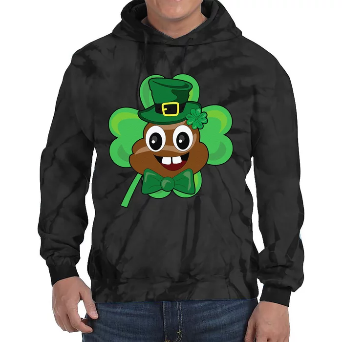 Saint Patrick's Day Funny Poop Leprechaun Green Clover Tie Dye Hoodie