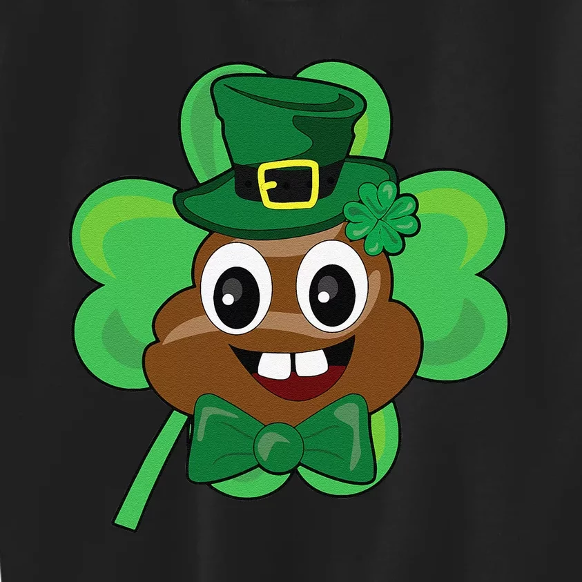 Saint Patrick's Day Funny Poop Leprechaun Green Clover Kids Sweatshirt