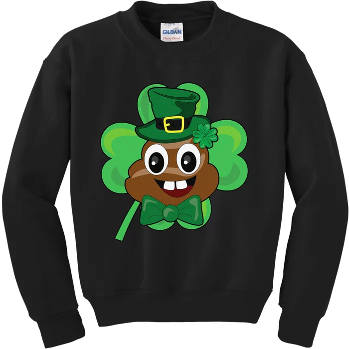 Saint Patrick's Day Funny Poop Leprechaun Green Clover Kids Sweatshirt