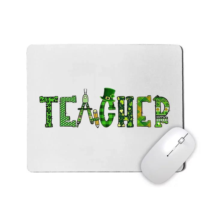 St Patrick's Day Teacher Irish Leopard Shamrock Pattern Mousepad