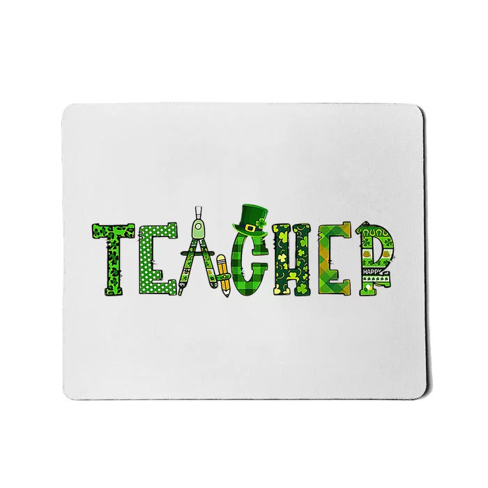 St Patrick's Day Teacher Irish Leopard Shamrock Pattern Mousepad