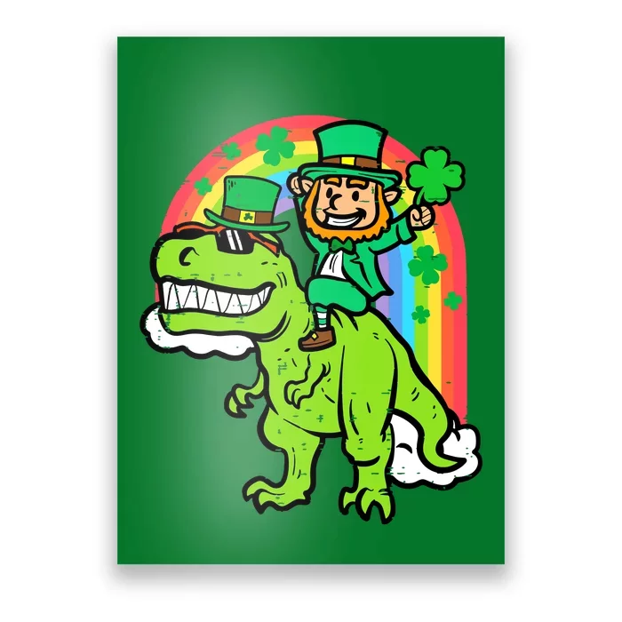 St Patricks Day Leprechaun On Dino Saint Paddys Boy Poster