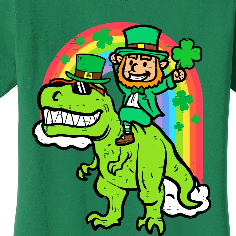 St Patricks Day Leprechaun On Dino Saint Paddys Boy Women's T-Shirt