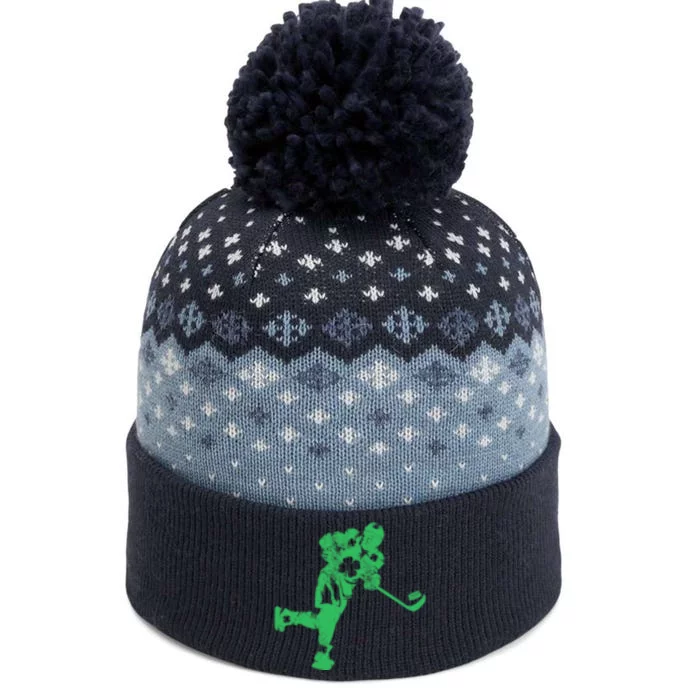 St Patricks Day Hockey Irish Boy Saint Paddy's Shamrock The Baniff Cuffed Pom Beanie