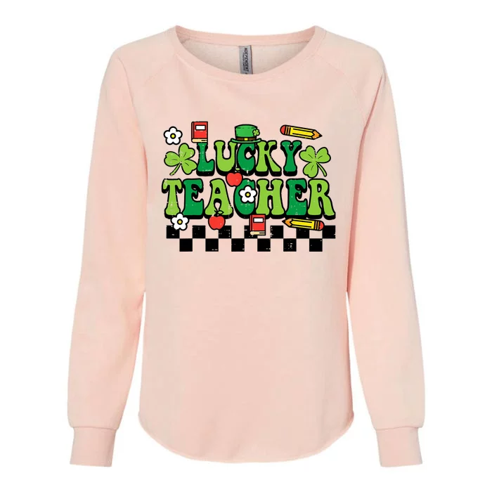 St Patricks Day Lucky Teacher Saint Paddys Groovy Wo Womens California Wash Sweatshirt