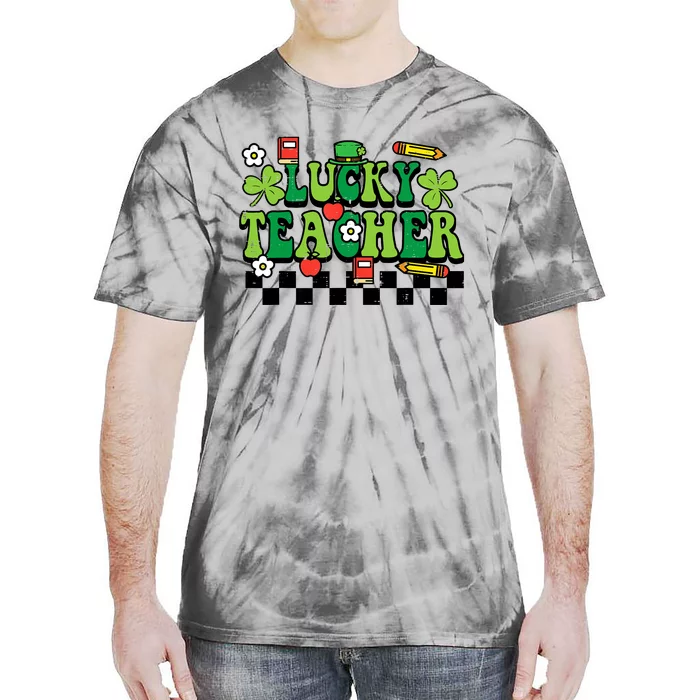 St Patricks Day Lucky Teacher Saint Paddys Groovy Wo Tie-Dye T-Shirt