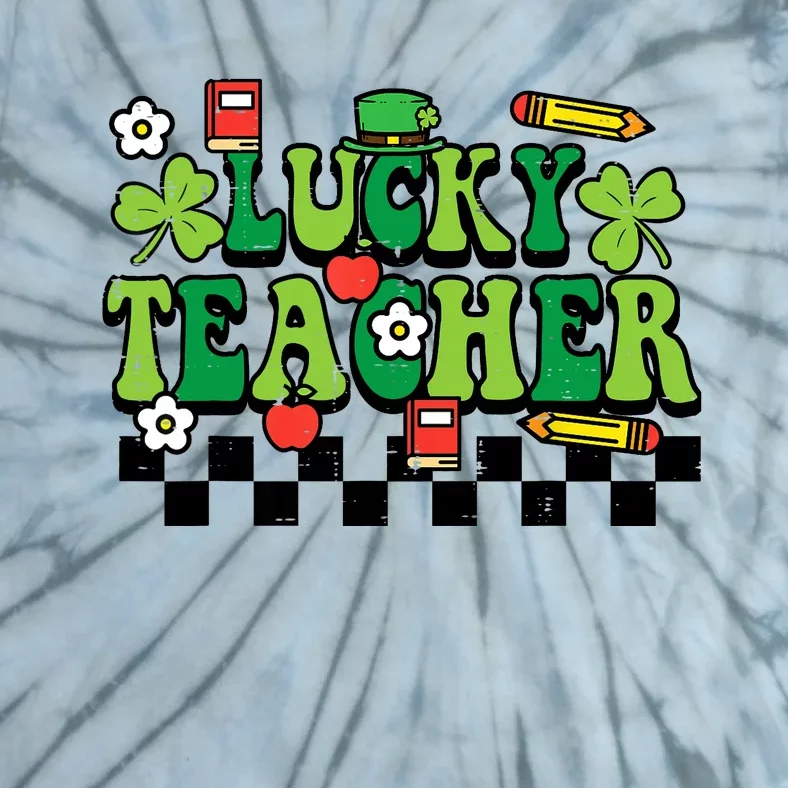 St Patricks Day Lucky Teacher Saint Paddys Groovy Wo Tie-Dye T-Shirt