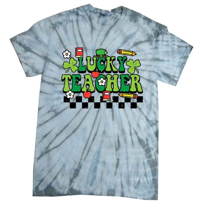 St Patricks Day Lucky Teacher Saint Paddys Groovy Wo Tie-Dye T-Shirt