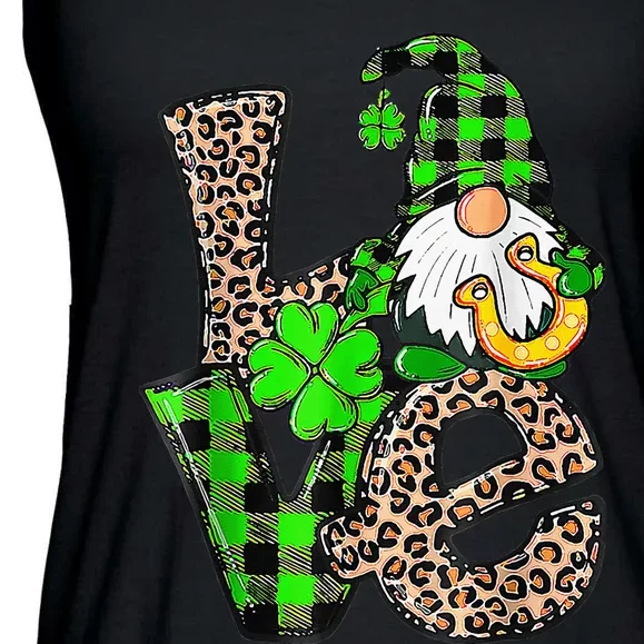 St Patrick's Day Love Gnomes Shamrock Horseshoe Irish Gnome Ladies Essential Flowy Tank