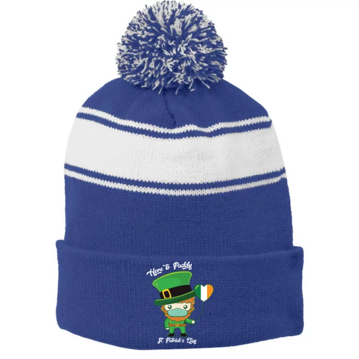 St Patrick's Day Here To Paddy Great Gift Stripe Pom Pom Beanie