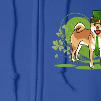 St Patricks Day Clover Dog Lover Shiba Inu Shamrock Cool Gift Full Zip Hoodie