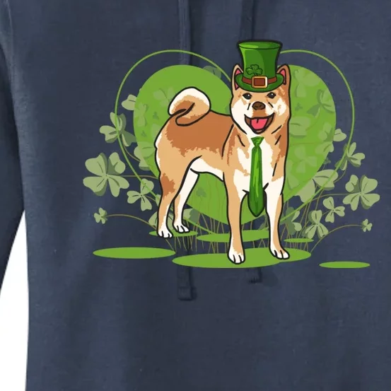 St Patricks Day Clover Dog Lover Shiba Inu Shamrock Cool Gift Women's Pullover Hoodie