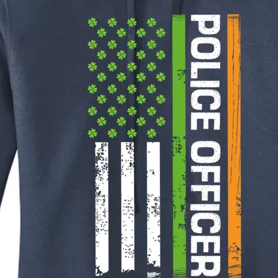 St Patrick's Day Irish American Flag Police Officer Gift Women's Pullover Hoodie