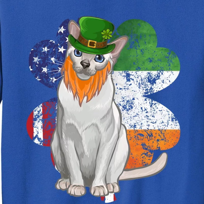 St Patricks Day Irish American Flag Tonkinese Cat Gift Tall Sweatshirt