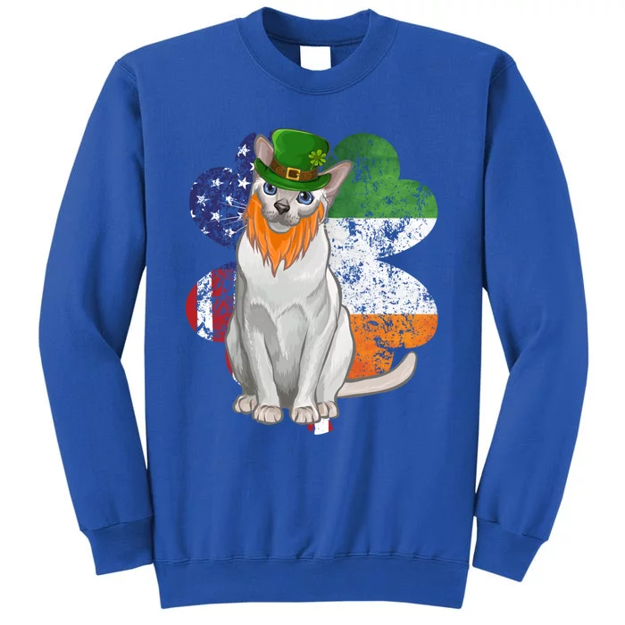 St Patricks Day Irish American Flag Tonkinese Cat Gift Tall Sweatshirt