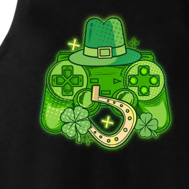 St Patricks Day Lucky Video Game Controller Ladies Tri-Blend Wicking Tank