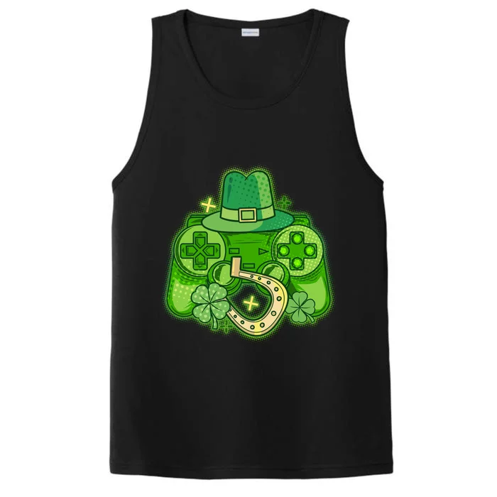 St Patricks Day Lucky Video Game Controller Performance Tank