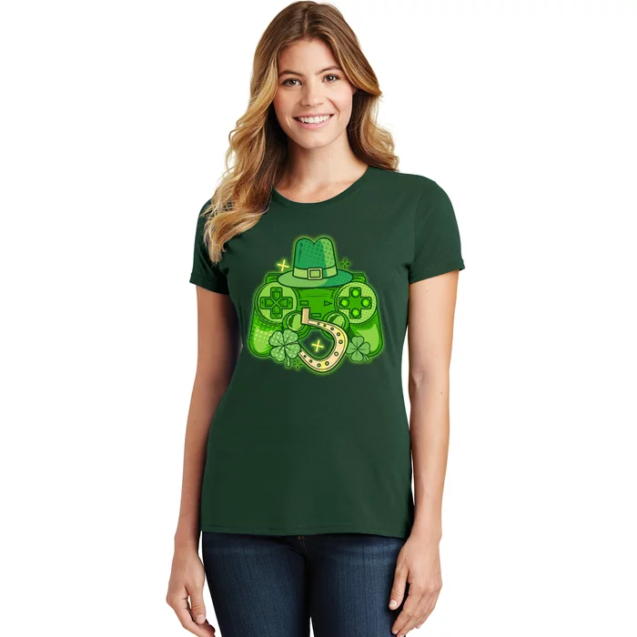 St Patricks Day Lucky Video Game Controller Women's T-Shirt