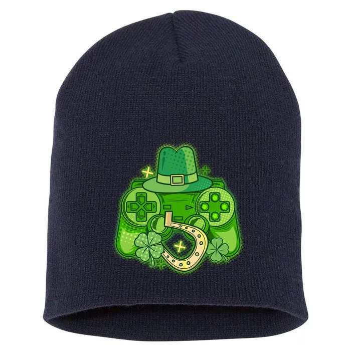 St Patricks Day Lucky Video Game Controller Short Acrylic Beanie