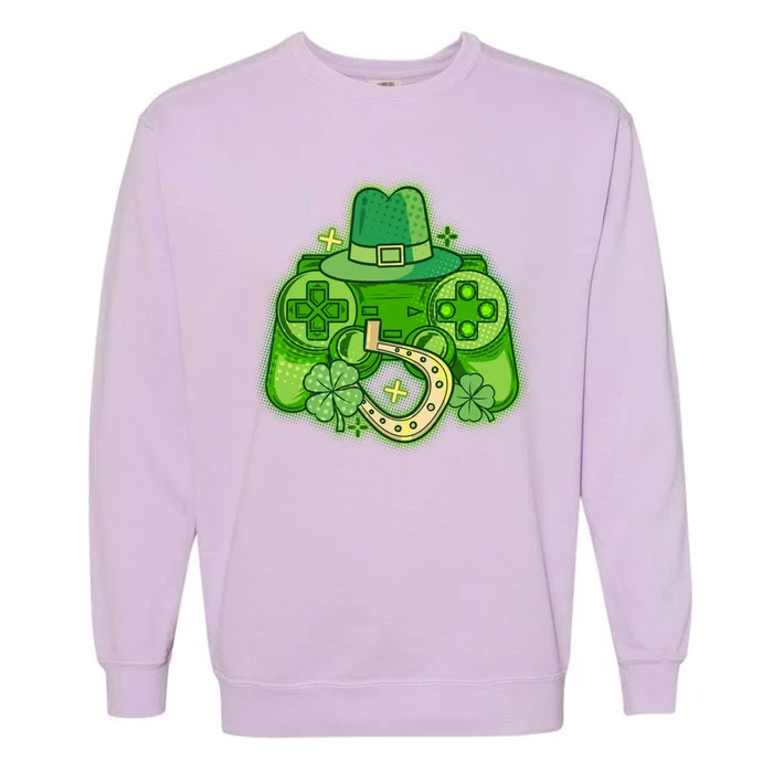 St Patricks Day Lucky Video Game Controller Garment-Dyed Sweatshirt