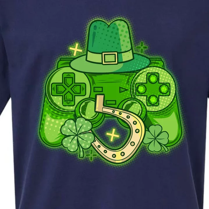 St Patricks Day Lucky Video Game Controller Sueded Cloud Jersey T-Shirt