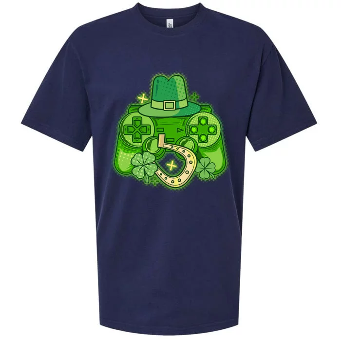 St Patricks Day Lucky Video Game Controller Sueded Cloud Jersey T-Shirt