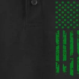 St Patrick's Day Distressed American Flag Shamrock Dry Zone Grid Performance Polo