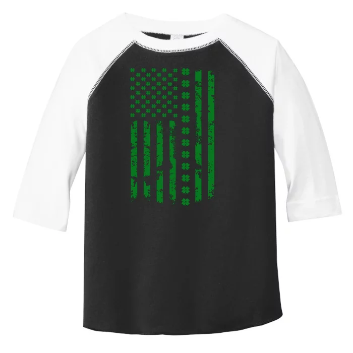 St Patrick's Day Distressed American Flag Shamrock Toddler Fine Jersey T-Shirt