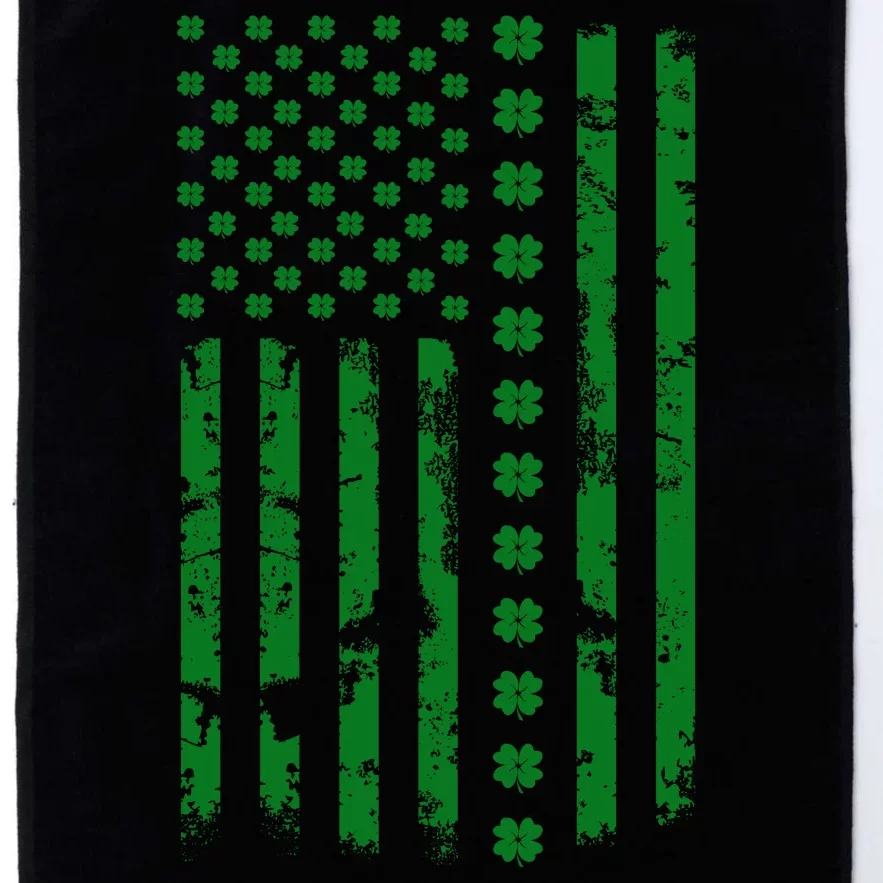 St Patrick's Day Distressed American Flag Shamrock Platinum Collection Golf Towel