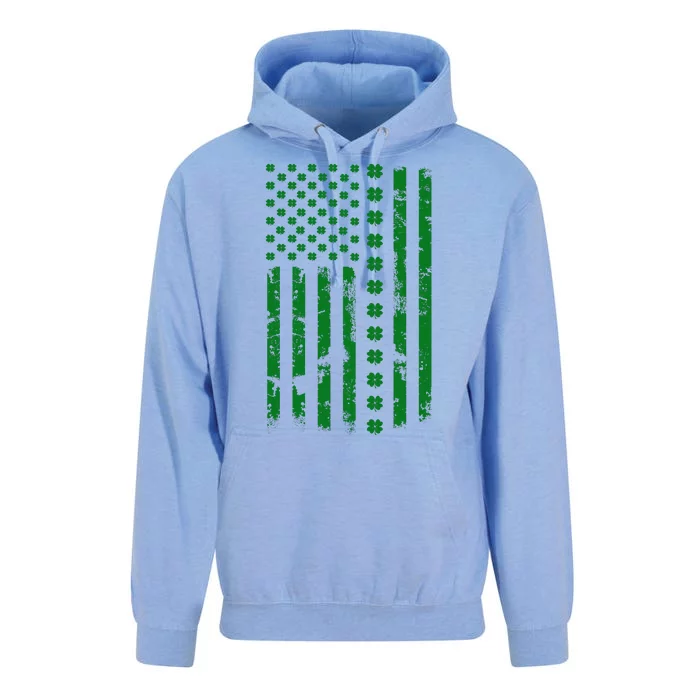 St Patrick's Day Distressed American Flag Shamrock Unisex Surf Hoodie