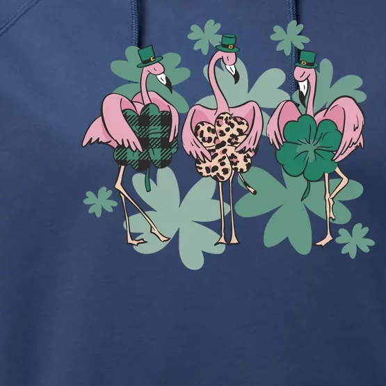 St Patrick's Day Flamingo Performance Fleece Hoodie