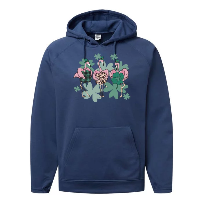 St Patrick's Day Flamingo Performance Fleece Hoodie