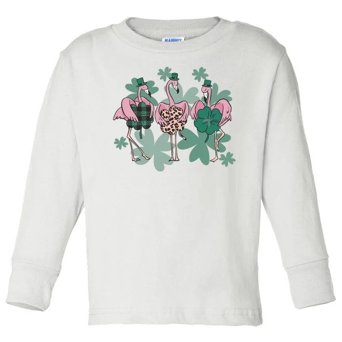 St Patrick's Day Flamingo Toddler Long Sleeve Shirt