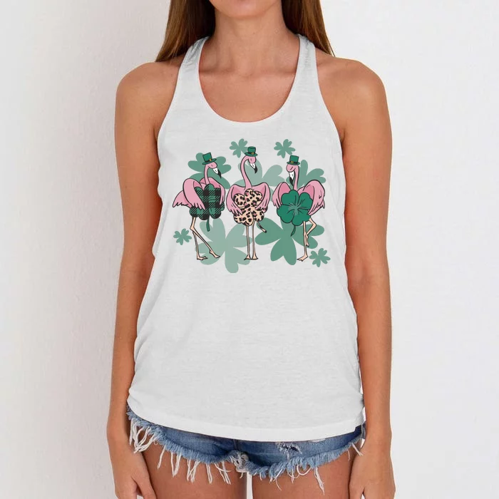 St Patrick's Day Flamingo Women's Knotted Racerback Tank