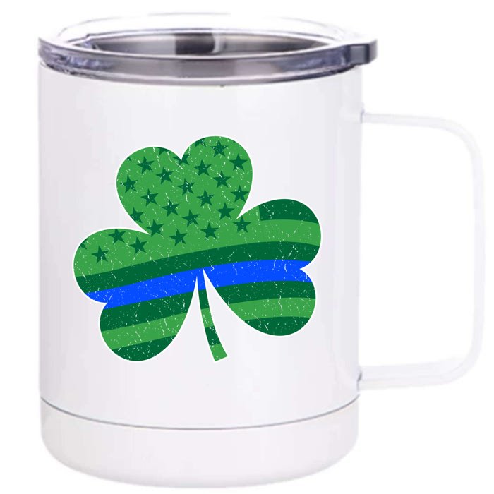 St Patricks Day Shamrock Irish American Police Officer Cop Meaningful Gift Front & Back 12oz Stainless Steel Tumbler Cup