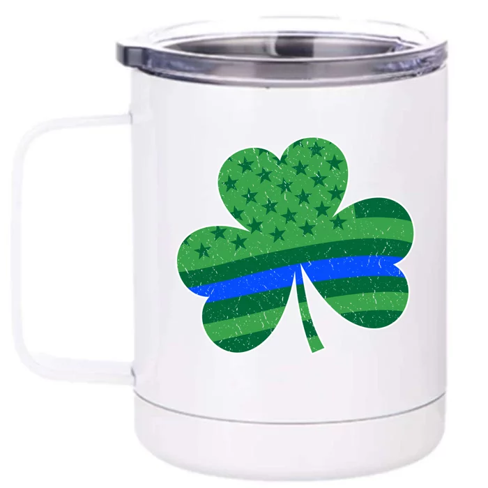 St Patricks Day Shamrock Irish American Police Officer Cop Meaningful Gift Front & Back 12oz Stainless Steel Tumbler Cup