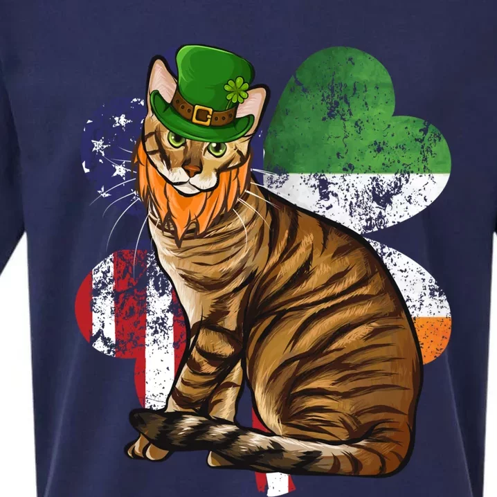 St Patricks Day Irish American Flag Toyger Cat Gift Sueded Cloud Jersey T-Shirt