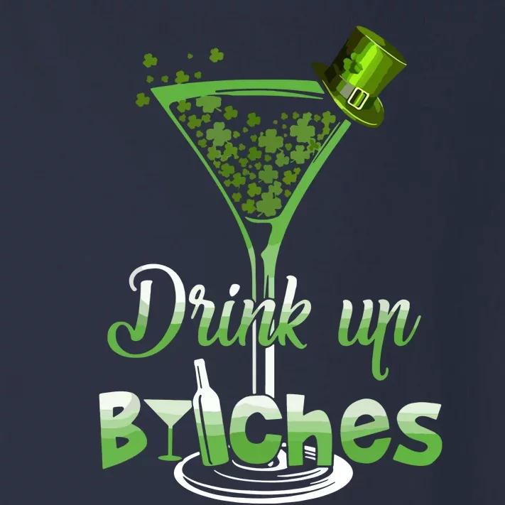 St Patricks Day Shamrock Wine Glass Drink Up Toddler Long Sleeve Shirt