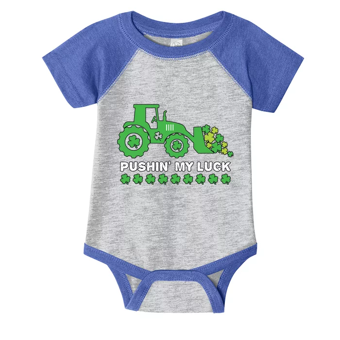 St Patricks Day Pushing My Luck Monster Truck Infant Baby Jersey Bodysuit