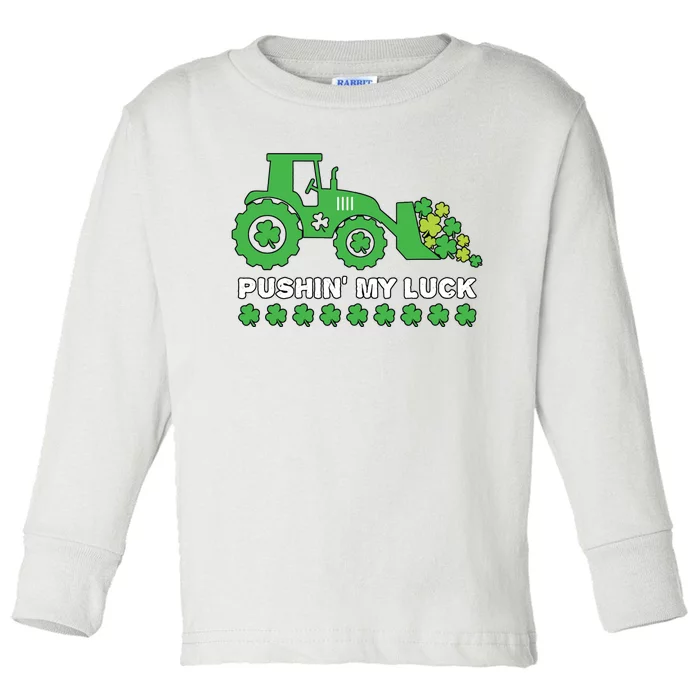 St Patricks Day Pushing My Luck Monster Truck Toddler Long Sleeve Shirt