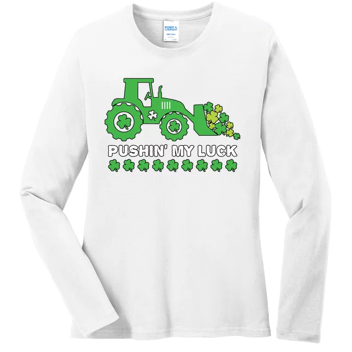 St Patricks Day Pushing My Luck Monster Truck Ladies Long Sleeve Shirt