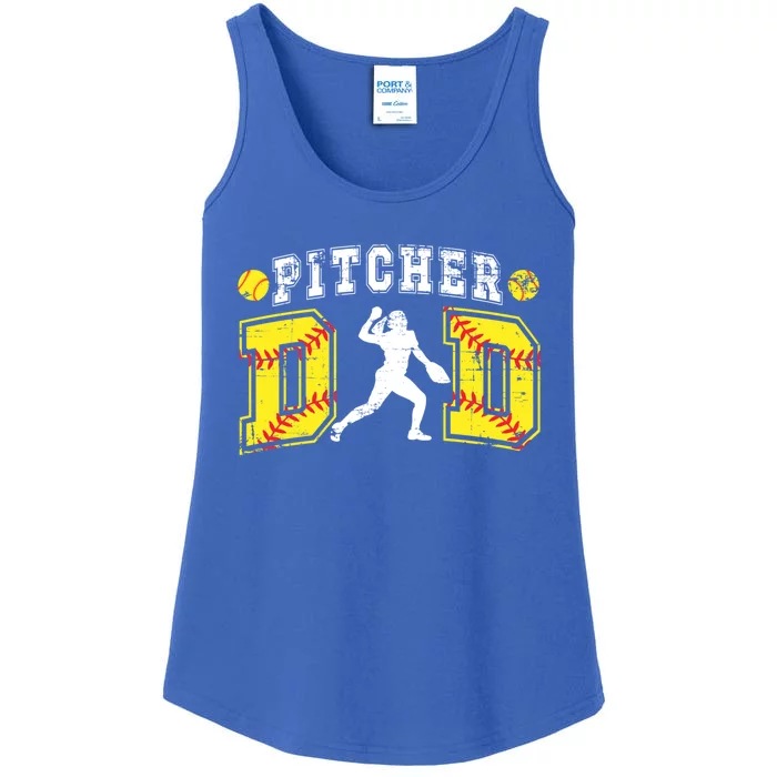 Softball Pitcher Dad Of A Softball Pitcher Father Gift Ladies Essential Tank