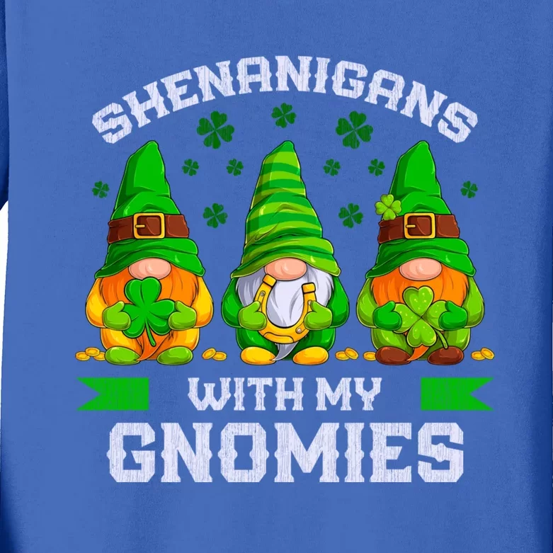 St Patrick's Day Gnomes Shenanigans With My Gnomies Gift Kids Long Sleeve Shirt