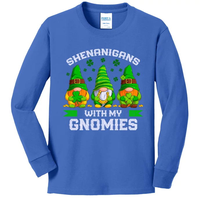 St Patrick's Day Gnomes Shenanigans With My Gnomies Gift Kids Long Sleeve Shirt