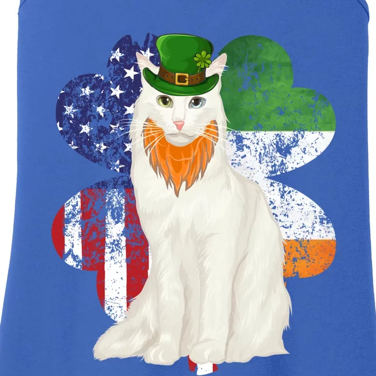 St Patricks Day Irish American Flag Turkish Angora Cat Gift Ladies Essential Tank