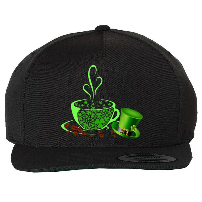 St Patrick's Day Coffee Lover Lucky Latte Irish Shamrock Wool Snapback Cap