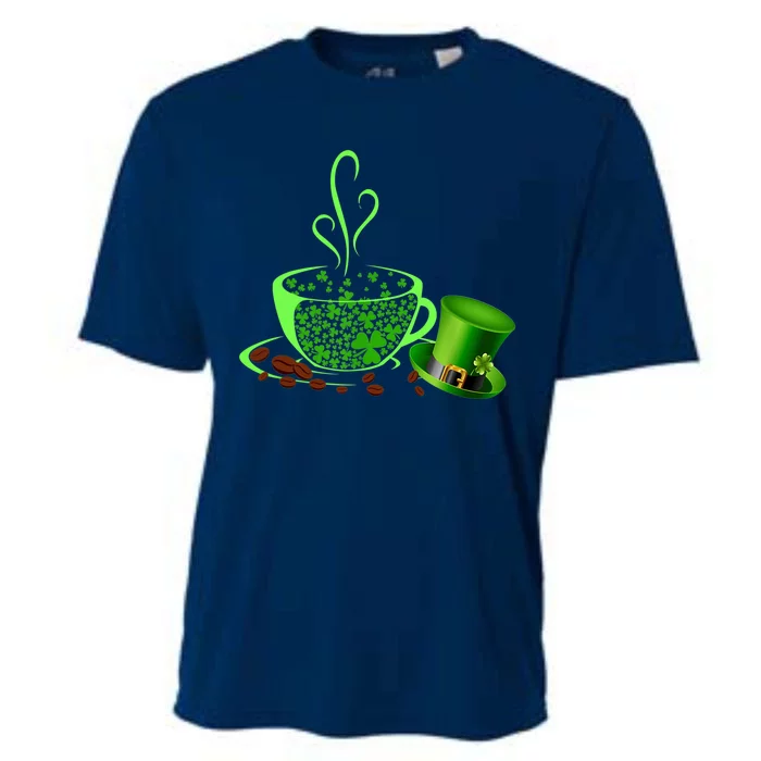 St Patrick's Day Coffee Lover Lucky Latte Irish Shamrock Cooling Performance Crew T-Shirt