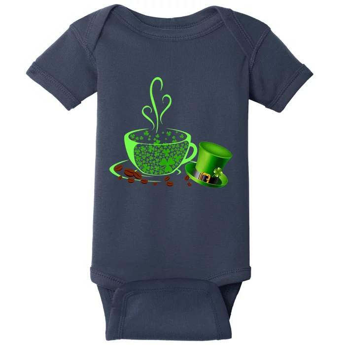 St Patrick's Day Coffee Lover Lucky Latte Irish Shamrock Baby Bodysuit