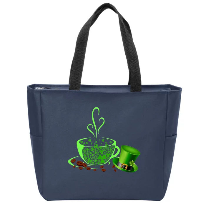 St Patrick's Day Coffee Lover Lucky Latte Irish Shamrock Zip Tote Bag