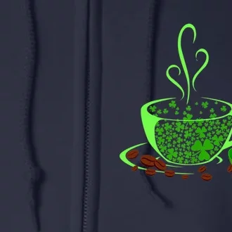 St Patrick's Day Coffee Lover Lucky Latte Irish Shamrock Full Zip Hoodie